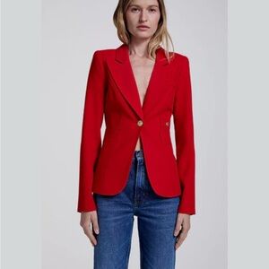 SMYTHE Sz 4 Classic Duchess Blazer with Gold Buttons and Extreme Peak Lapel